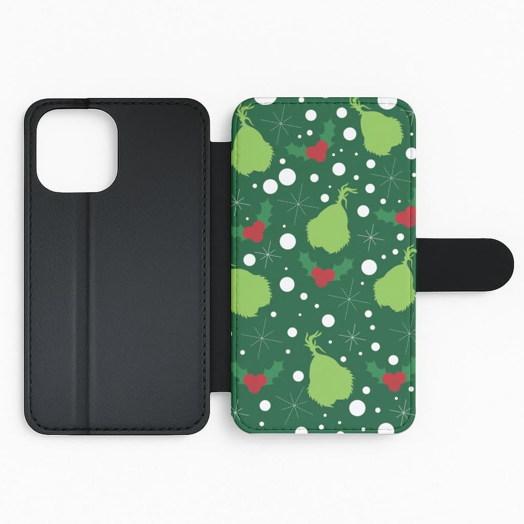 Green Creature Christmas Pattern Flip Phone Case