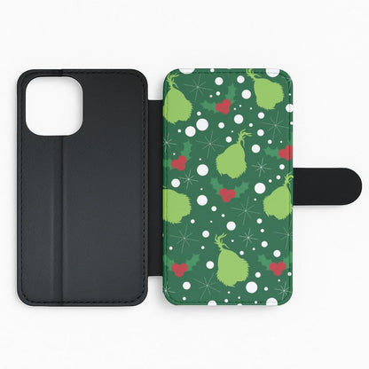 Green Creature Christmas Pattern Flip Phone Case