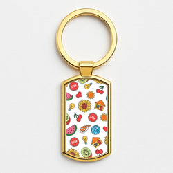 Harry Stickers Pattern Gold Keyring