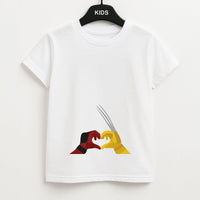 Red And Yellow Heroes Love Heart Kids T-Shirt