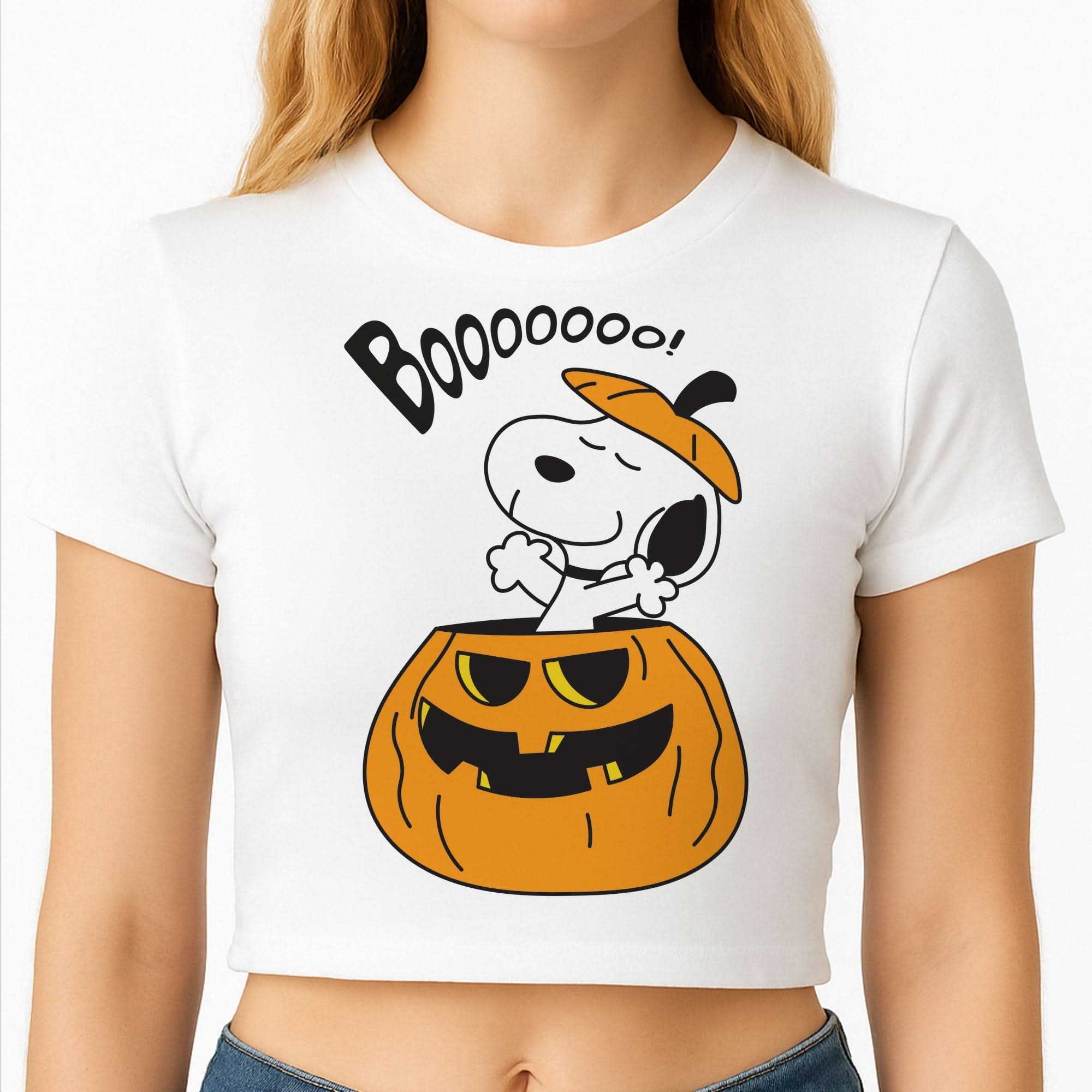 Cartoon Beagle Pumpkin Crop Top