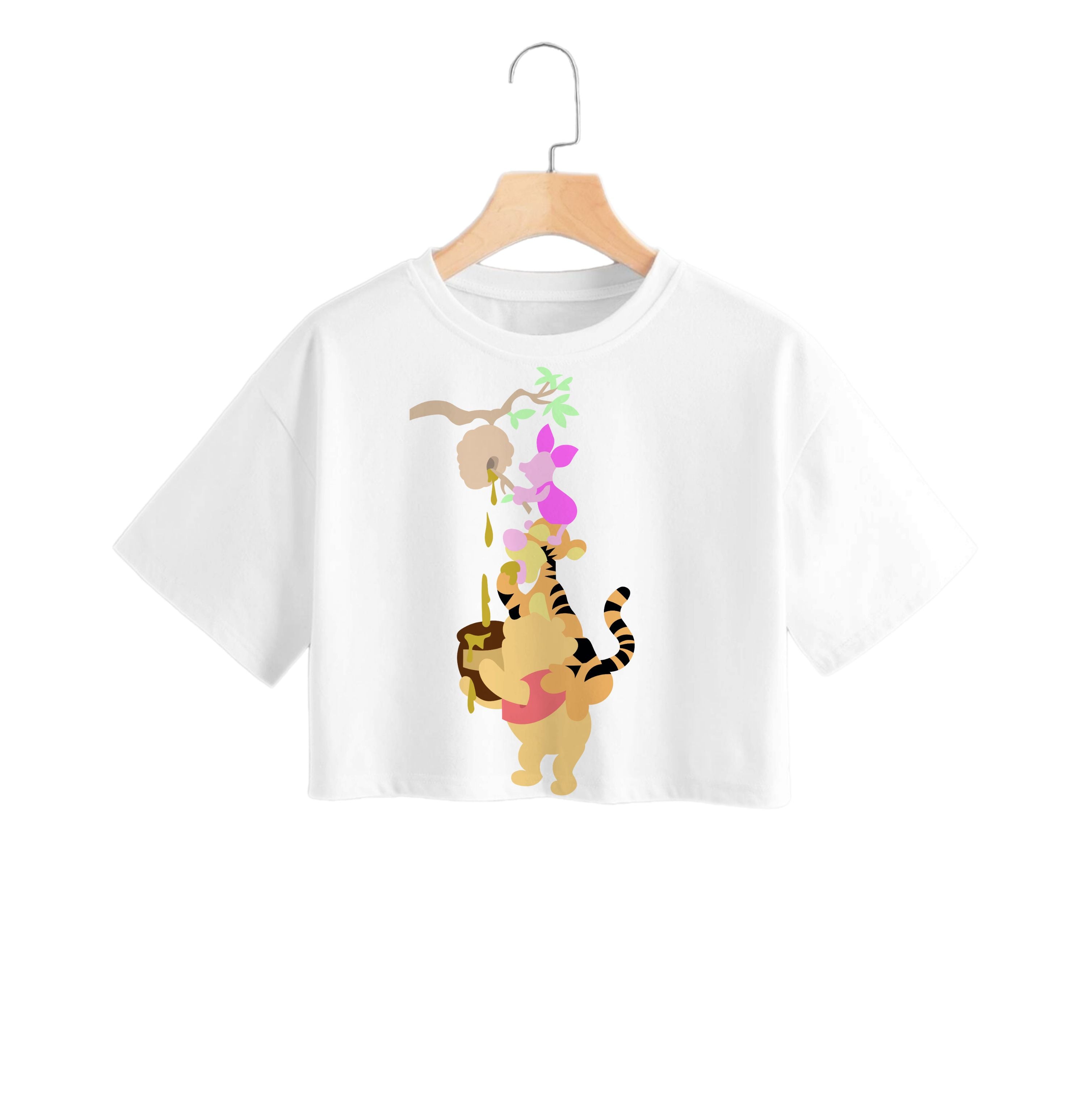 Bouncing Tiger , Piglet , Yellow Bear Crop Top