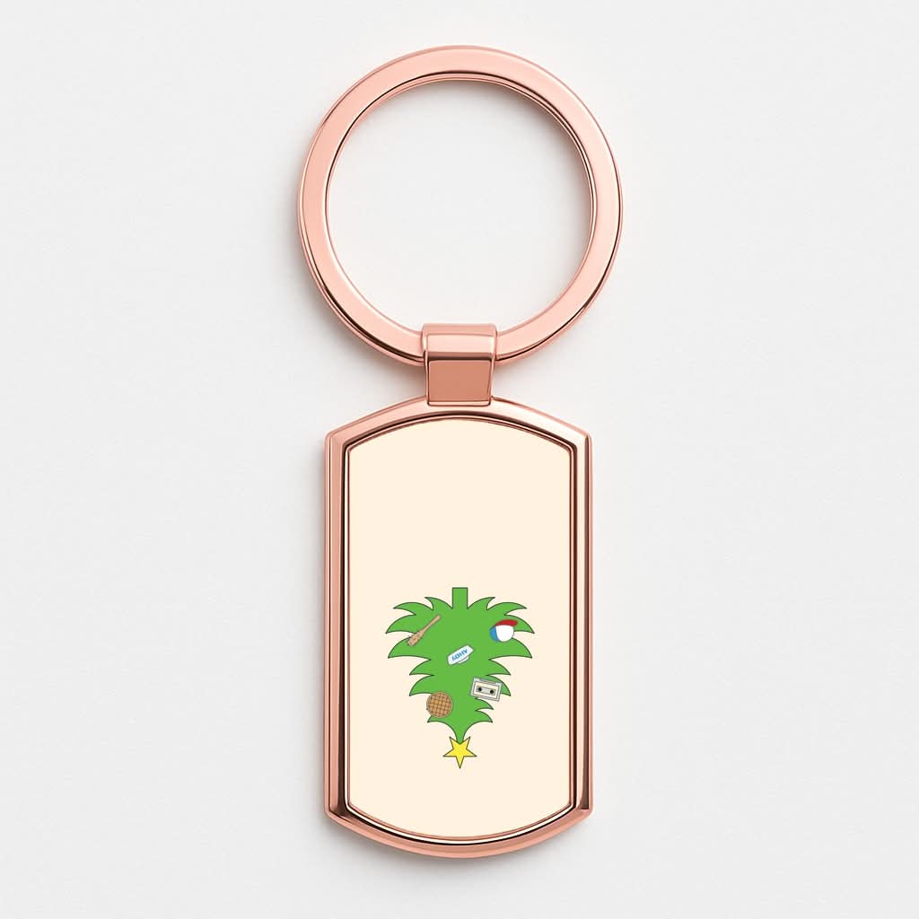 Upside Down Christmas Tree Rose Gold Keyring
