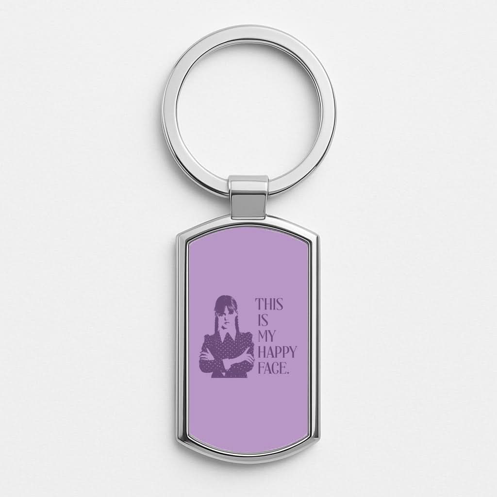 This Is My Happy Face Silver Metal Keyring