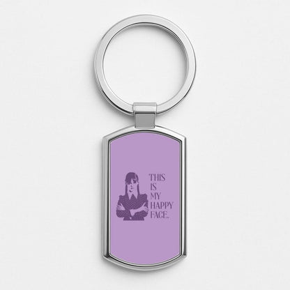 This Is My Happy Face Silver Metal Keyring