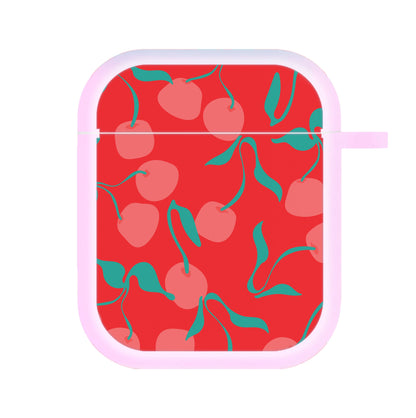 Red Abstract Cherries Pattern AirPods Case