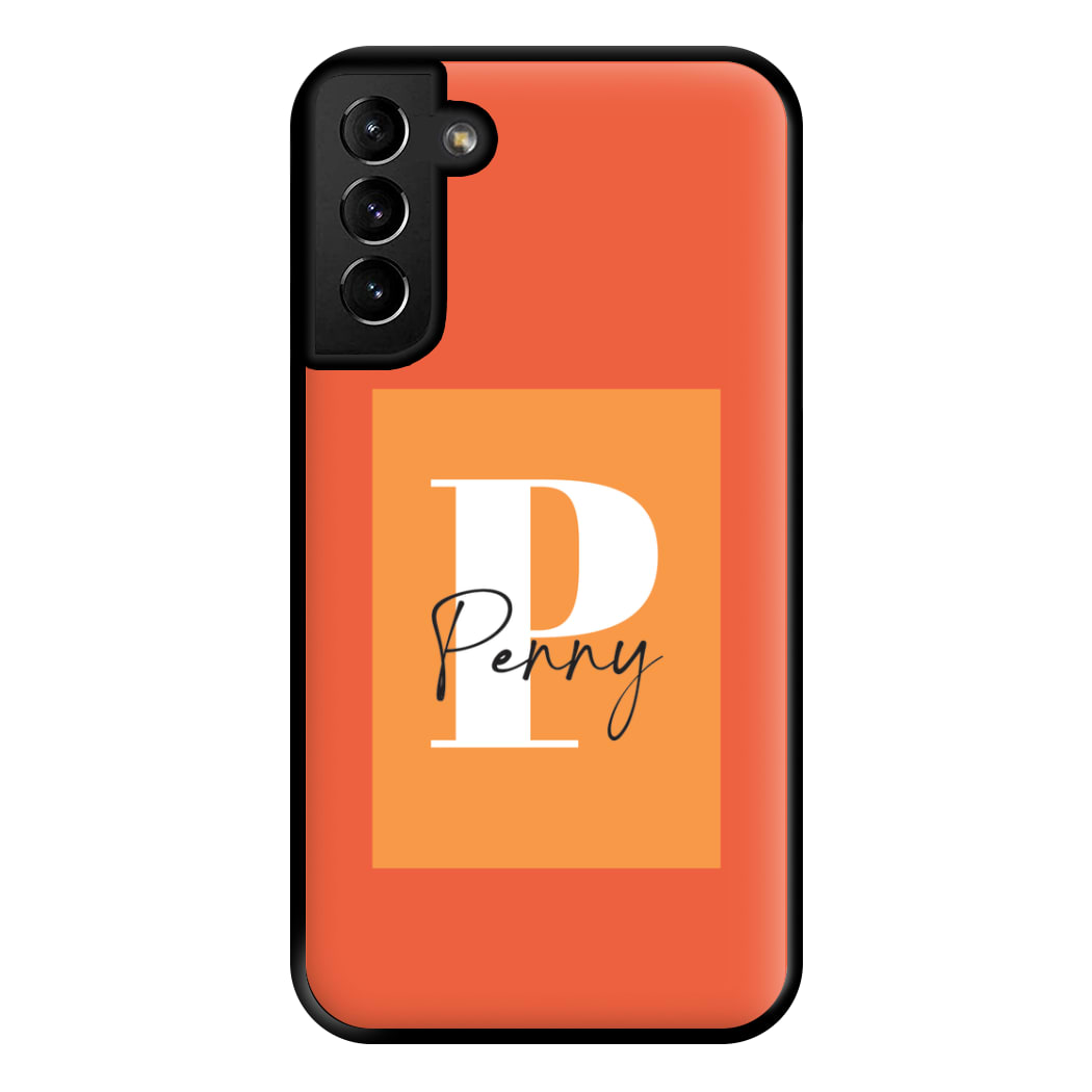 Orange Personalised Name Galaxy S21 Plus Case