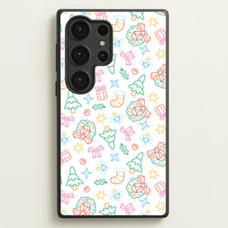 Neon Christmas Icons Pattern II Galaxy S25 Ultra Case