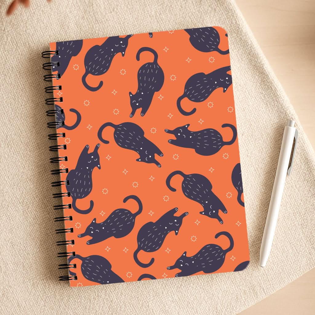 Black Cats And Stars Pattern Notepad