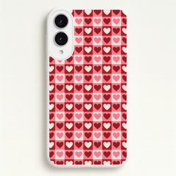 Pink Tartan Love Hearts Pattern Galaxy S25 Edge Case