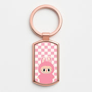 Checkered Cute Pink Monster  Luxury Keyring 4
