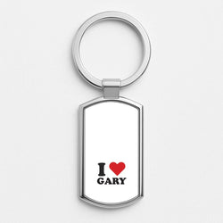 I Love Gary Silver Metal Keyring