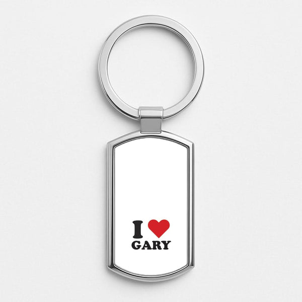 I Love Gary Silver Metal Keyring