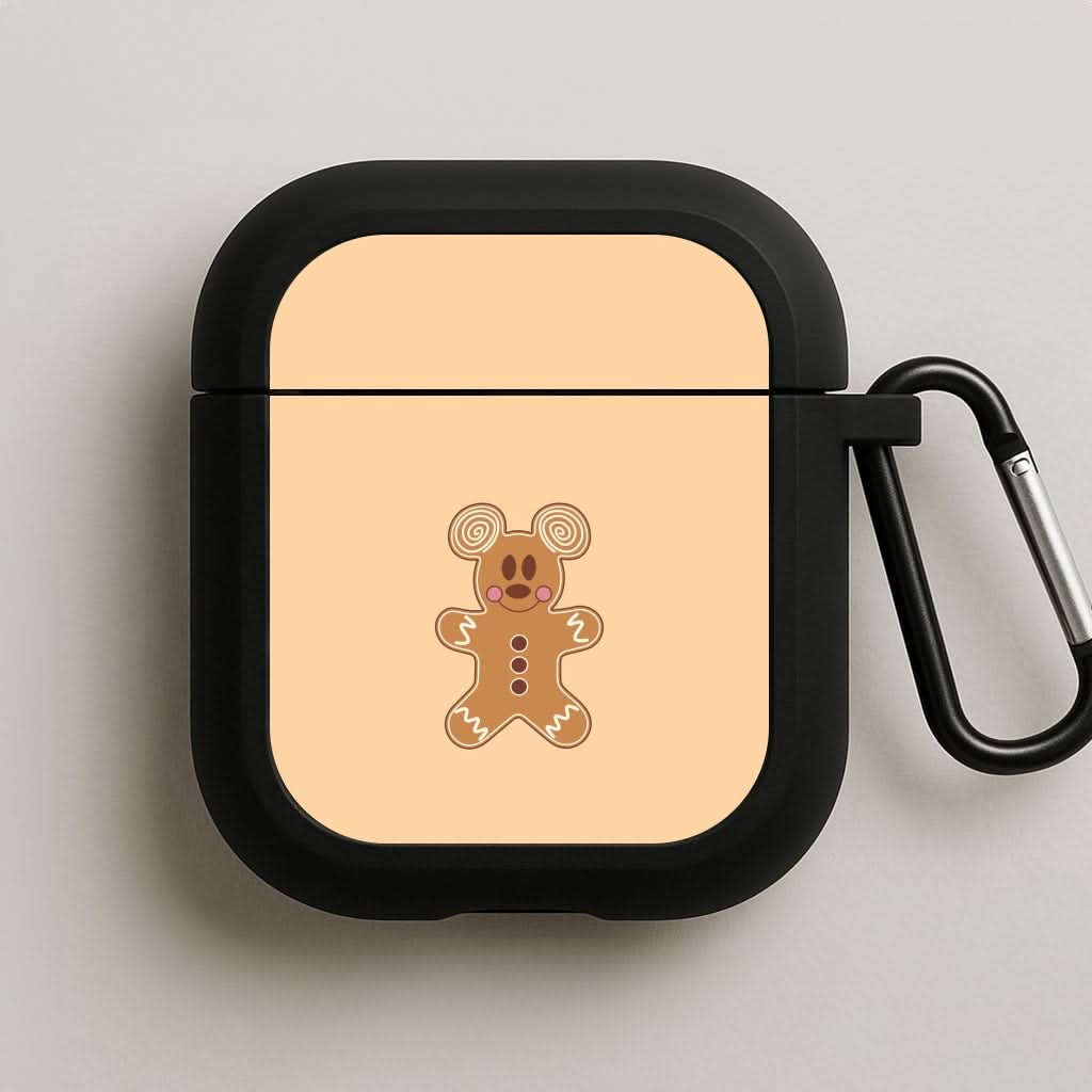Cartoon Mouse Gingerbread Black AirPods Case