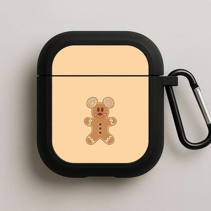 Cartoon Mouse Gingerbread Black AirPods Case