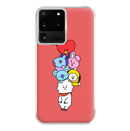 Red BT21 - RJ, Mang, Koya, Chimmy, Cooky, Shooky, Tata - K Pop Phone Case