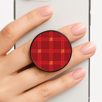 Superhero Team Red Tartan Pattern Phone Grip