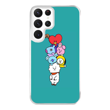 Green BT21 - RJ, Mang, Koya, Chimmy, Cooky, Shooky, Tata - K Pop Phone Case