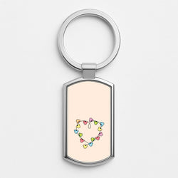 Cartoon Mouse Christmas Fairylights Heart Silver Metal Keyring