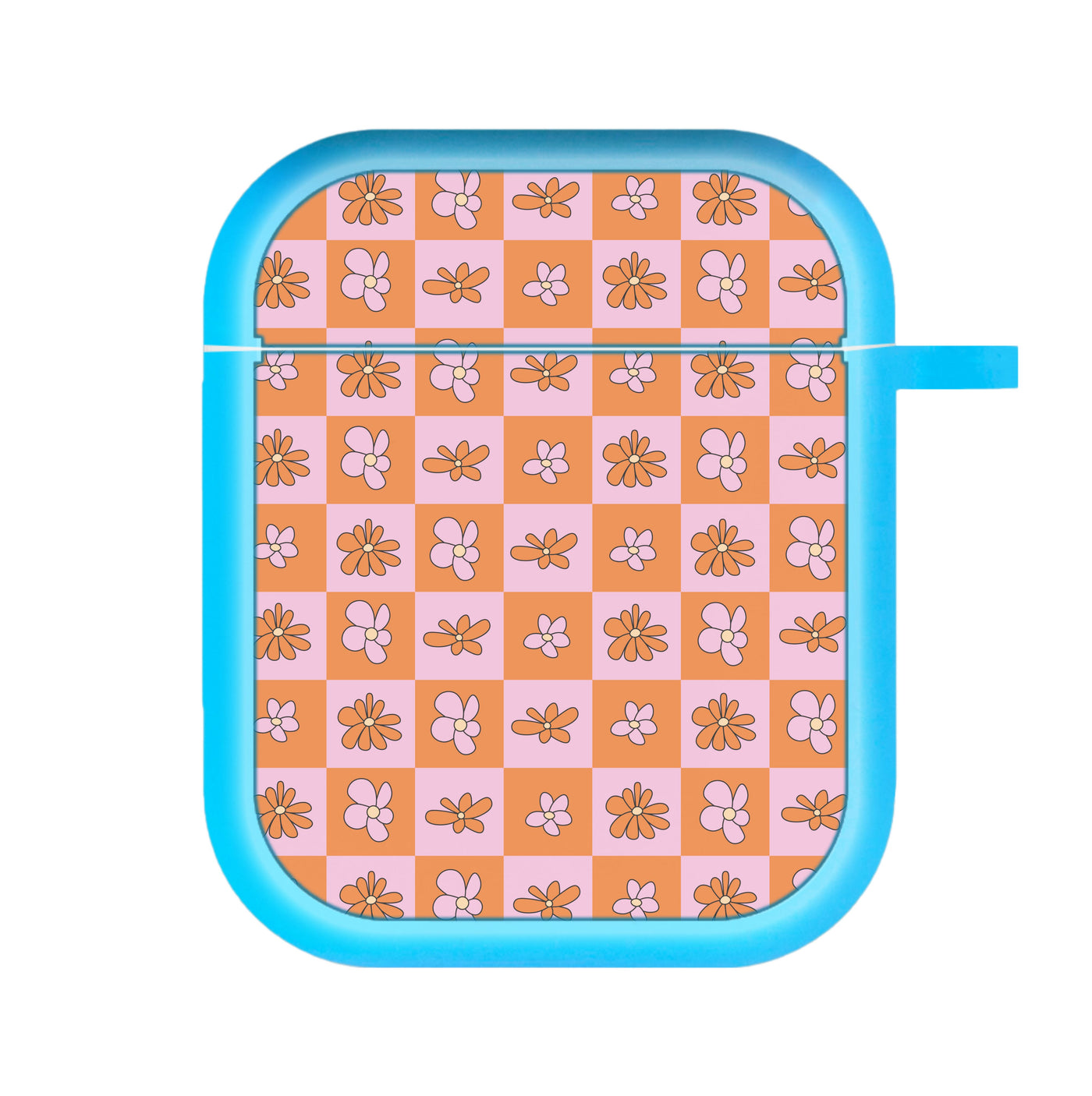 Orange And Pink Checked - Floral Patterns AirPods Case