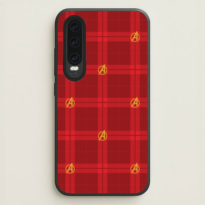 Superhero Team Red Tartan Pattern Huawei P30 Case