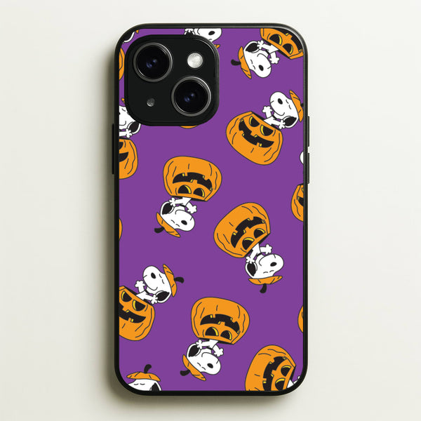 Cartoon Beagle Pumpkin Pattern iPhone 15 Case