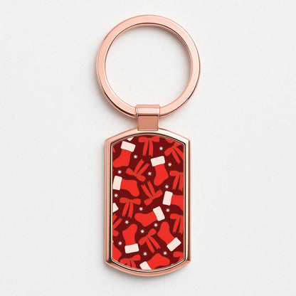 Stockings And Bows Pattern Rose Gold Keyring