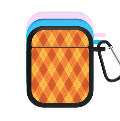 Orange Argyle Pattern AirPods Case