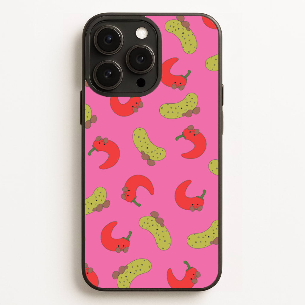 Red Chillis And Pickles Pattern Phone Case for iPhone, Samsung Galaxy and Google Pixel