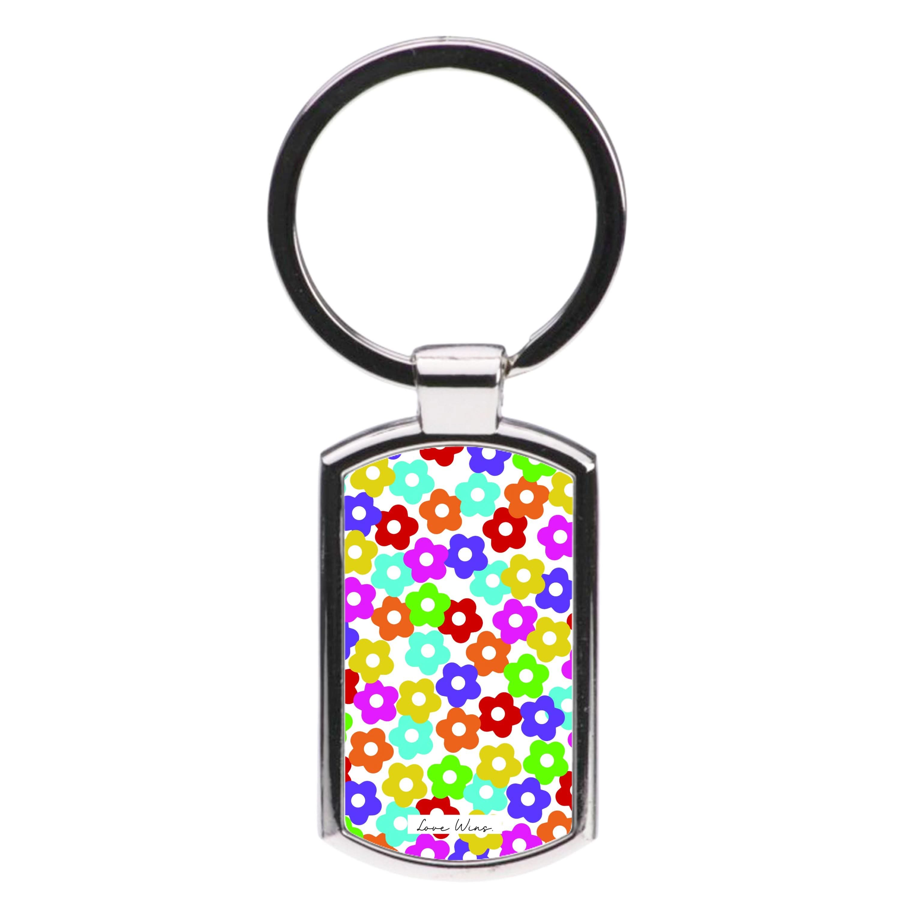 Rainbow Flowers Luxury Keyring