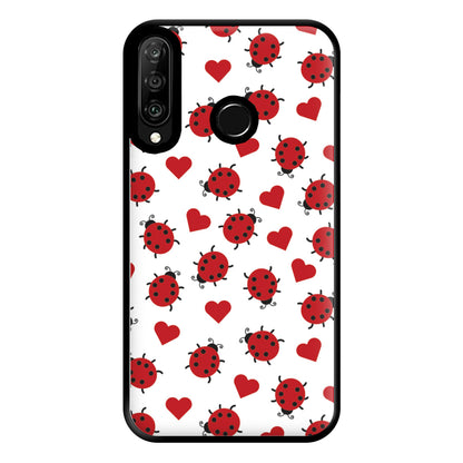 Ladybugs And Hearts Pattern Huawei P30 Lite Case