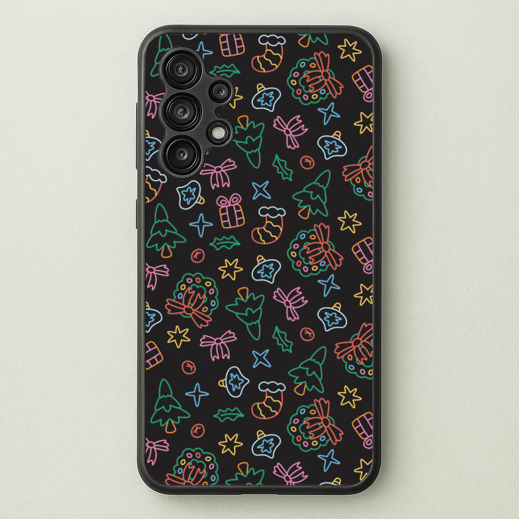 Neon Christmas Icons Pattern I Galaxy A13 Case
