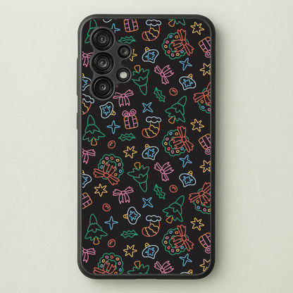 Neon Christmas Icons Pattern I Galaxy A13 Case