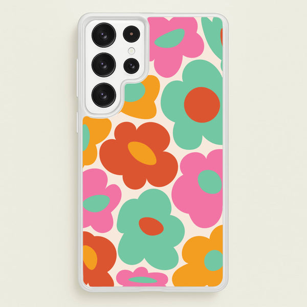 Abstract Trippy Retro Flowers Galaxy S22 Ultra Case