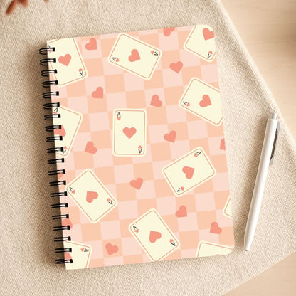 Cute Playing Cards And Hearts Pattern Notepad