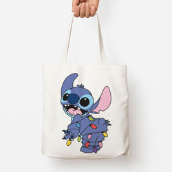 Cute Blue Alien Fairylights Tote Bag