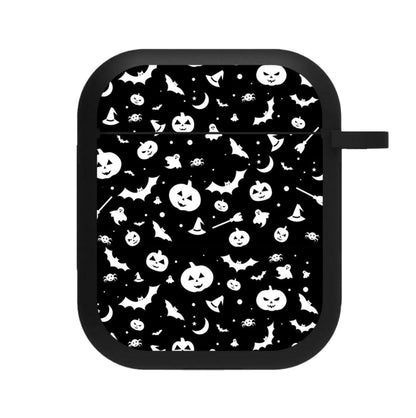 Black and White Halloween Pattern AirPods Case