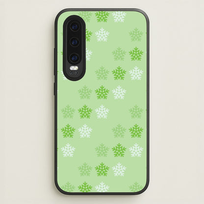 Green Slowflakes Christmas Pattern Huawei P30 Case