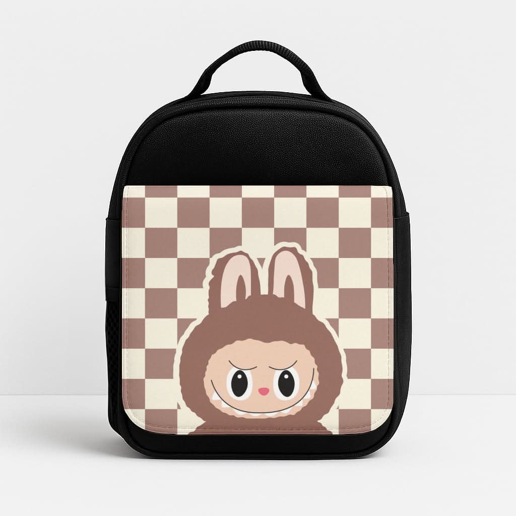 Checkered Cute Brown Monster  Lunchbox