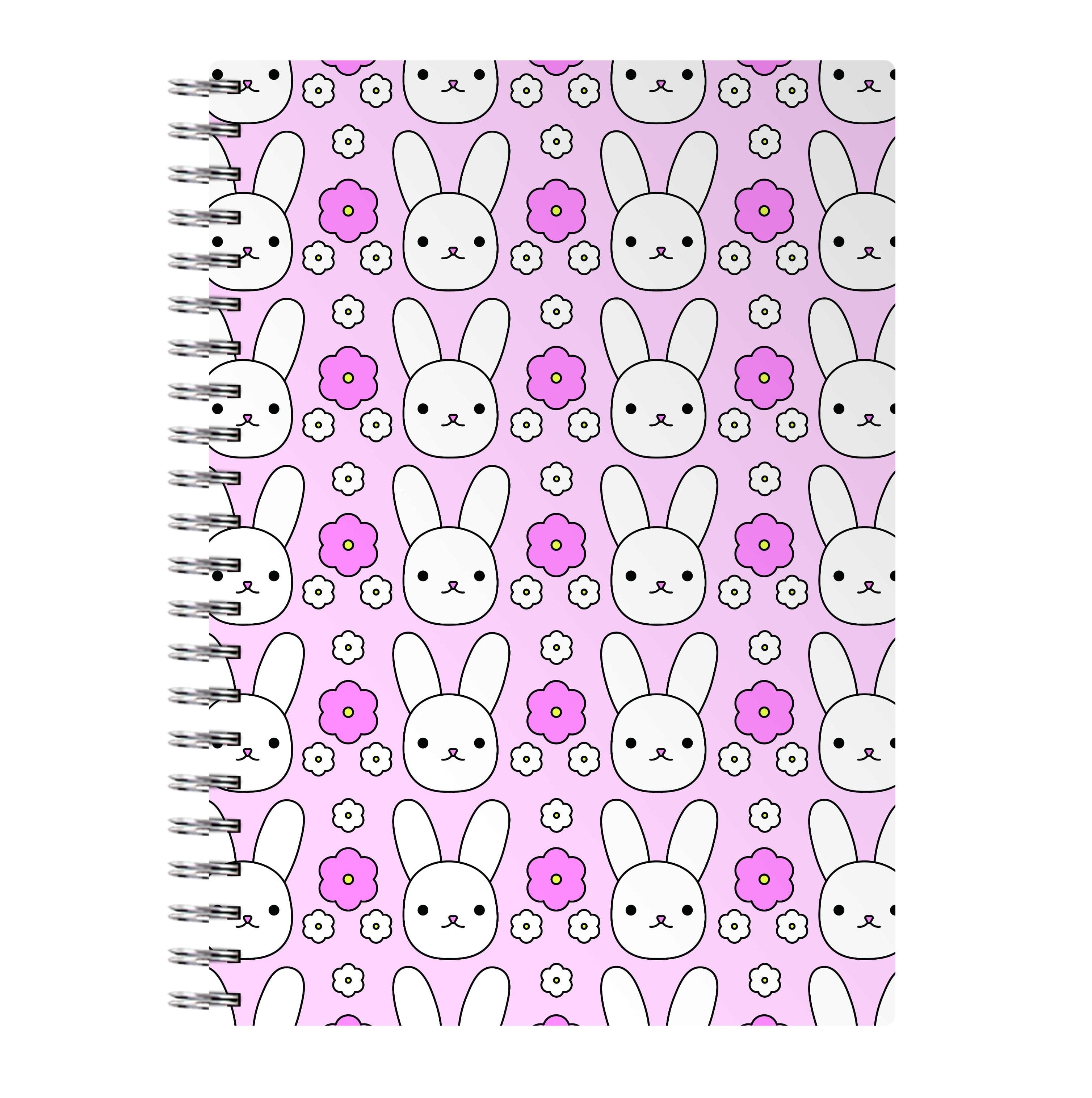 Bunnies And Flowers Pattern Notebook