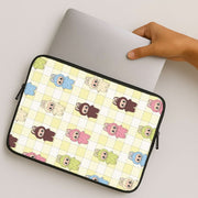 Cute Colourful Monsters Checkered Pattern Laptop Sleeve 2