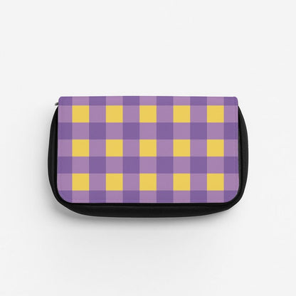 Purple And Yellow Checkered Pattern Pencil Case