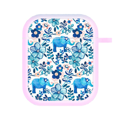 Elephant and Floral Pattern AirPods Case