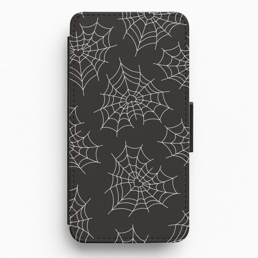 Spiderweb Hearts Pattern Flip / Wallet Phone Case