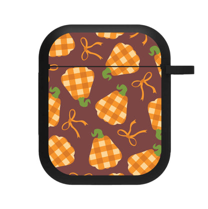 Tartan Pumpkins And Bows Pattern AirPods Case