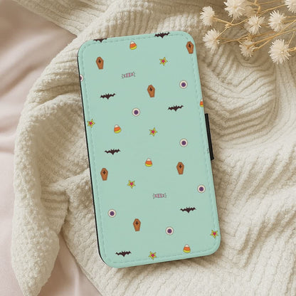 Minature Halloween Cartoons Pattern Leather Phone Case