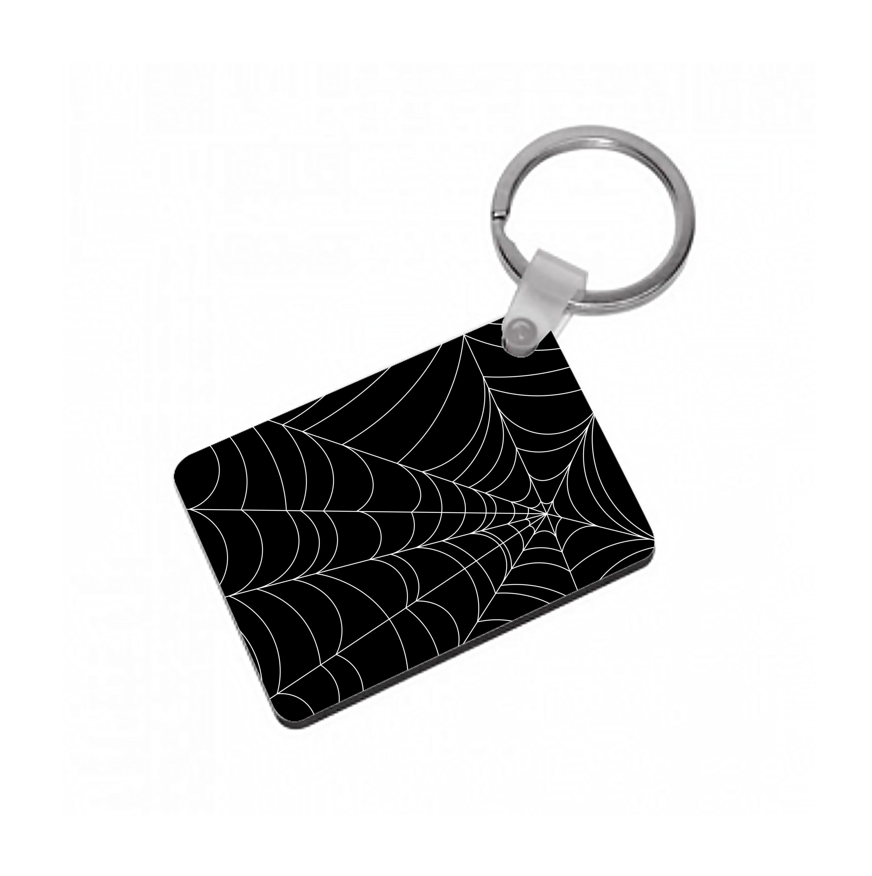 Black Cobwebs Pattern Keyring