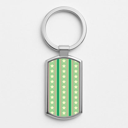 Stars And Stripes Christmas Pattern Silver Metal Keyring