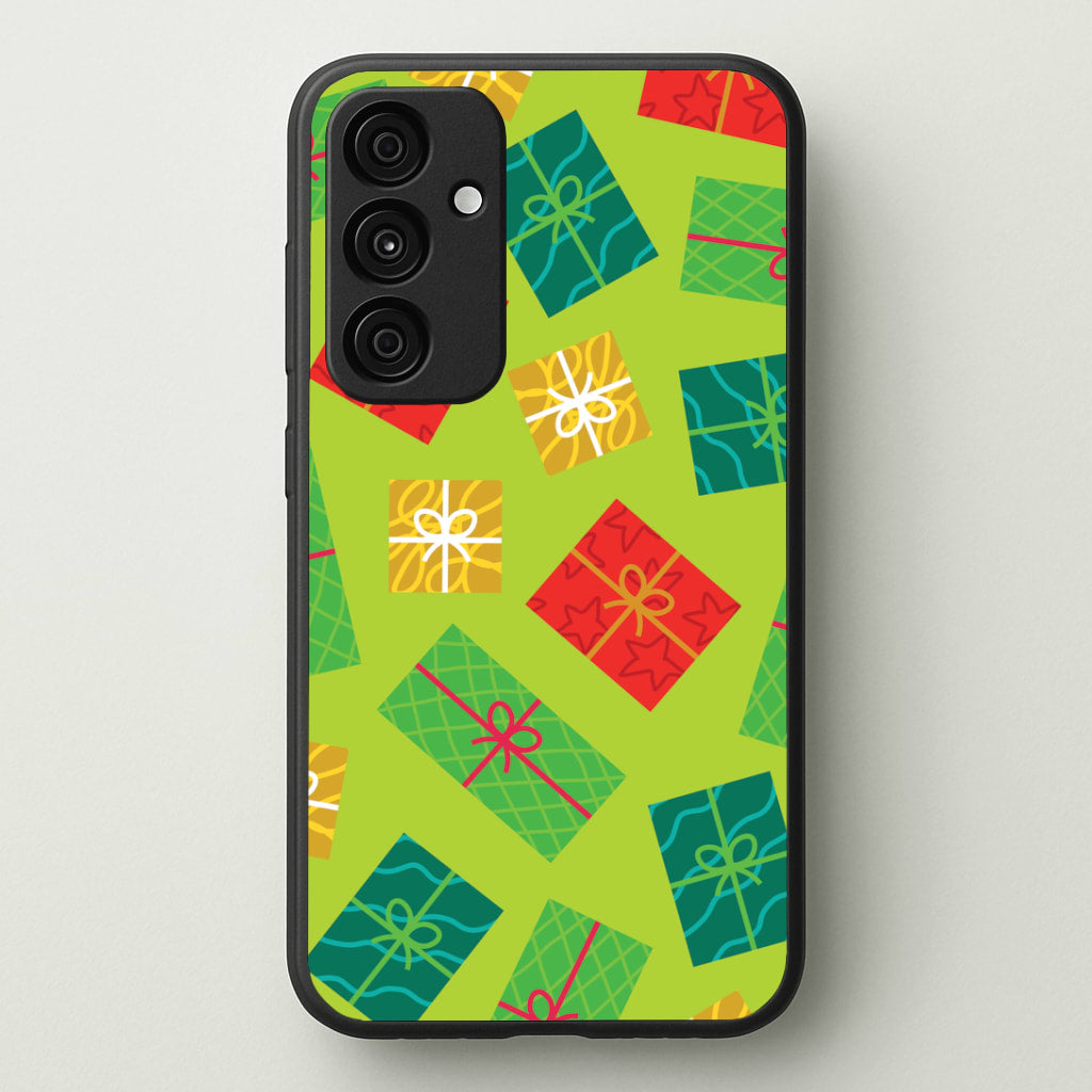 Colourful Abstract Christmas Presents Pattern Galaxy A55 Case