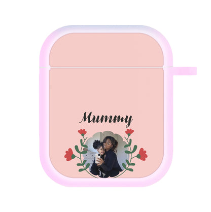 Mummy Red Flowers - Personalised Mother's Day AirPods Case